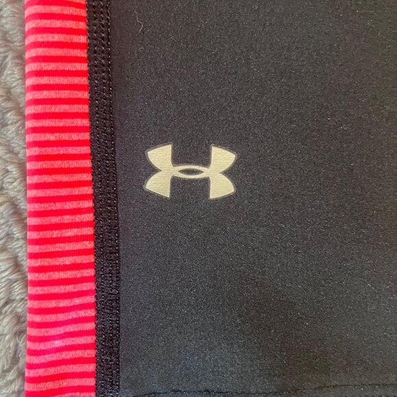 Under Armour HeatGear Compression Capris Black & Pink Stripe Womens Size M - Picture 4 of 5